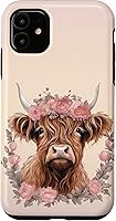 Vista 8 de Funda bohemia para iPhone 16 con diseño de vaca escocesa de las tierras altas, color rosa