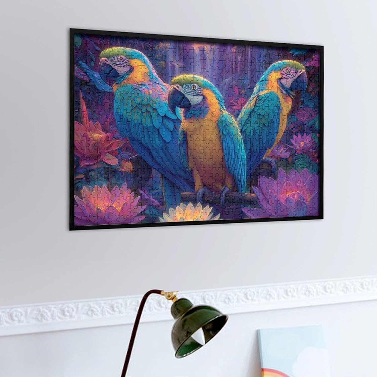 Parrot Lotusflower Puzzles for Adults 500 PCS Wooden Jigsaw Puzzle Wall Decor Christmas