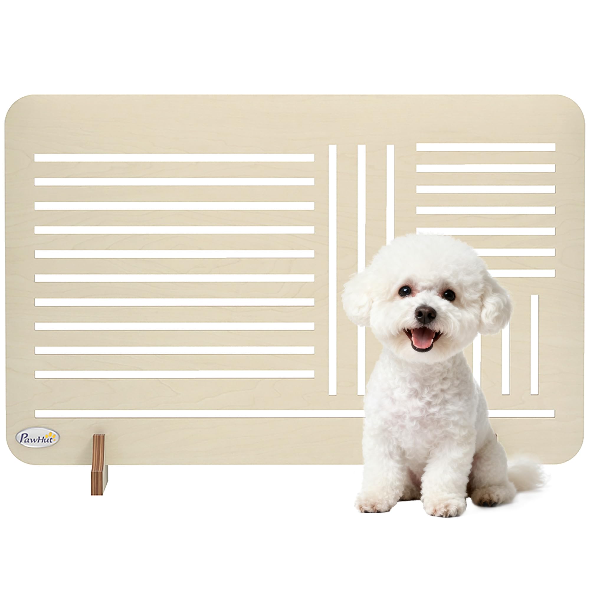 Pawhut Unisex Natural Freestanding Pet Gate For Small Dogs, 75 X 51 Cm,