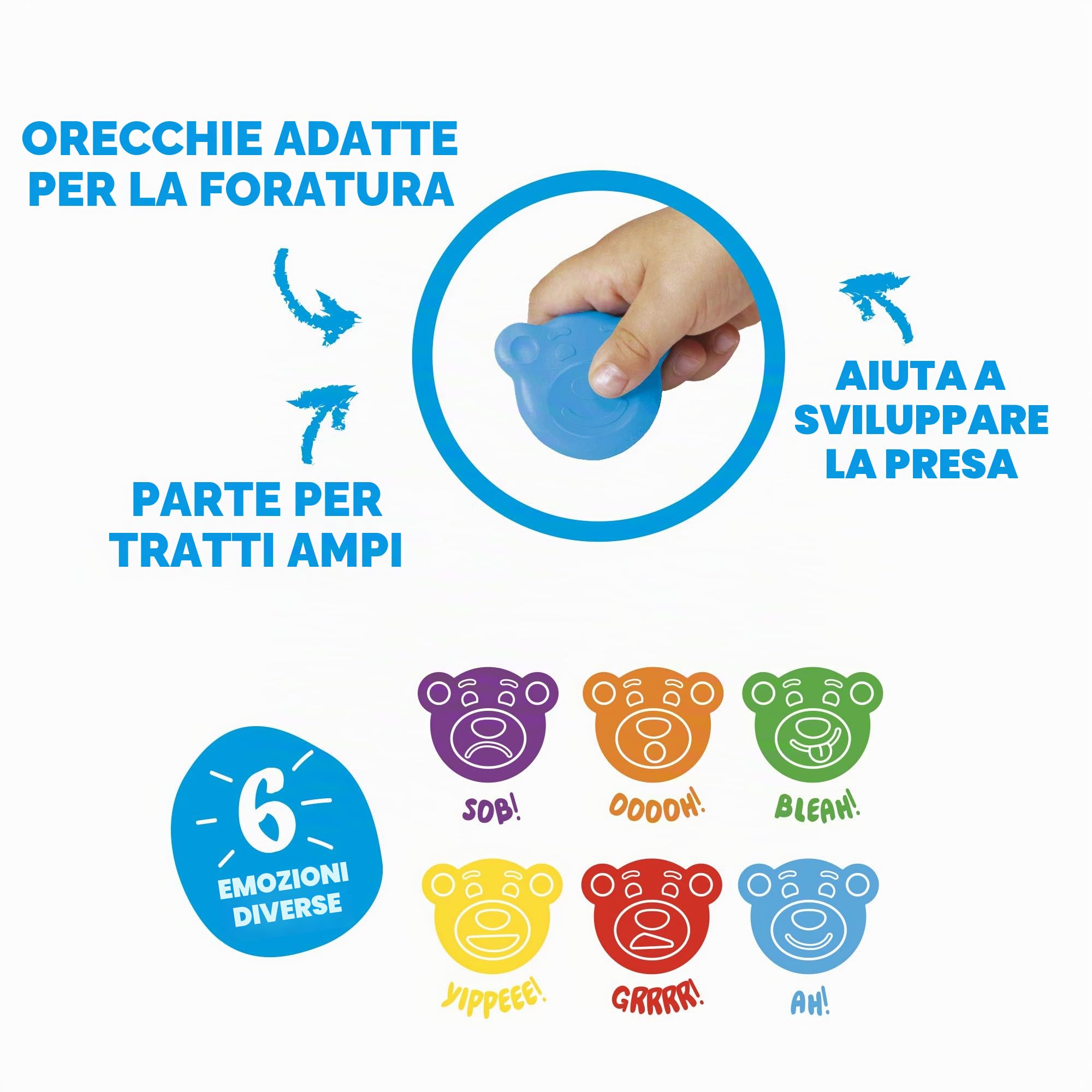 CARIOCA Pastelli Baby Teddy Crayons, Scatola di 6 Pastelli Colorati a Forma di Orsetto, Pastelli Per Bambini dai 12 Mesi, 6 Pezzi