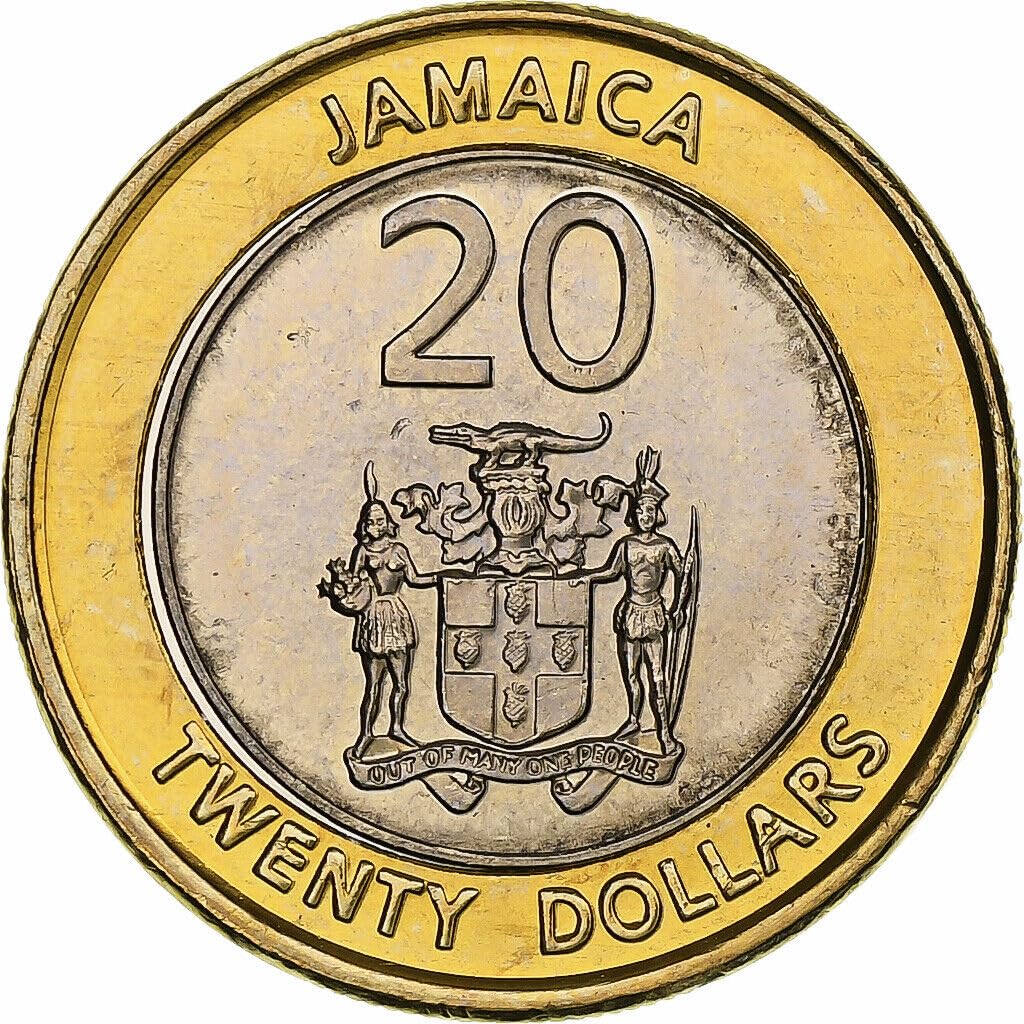 2000-2008 20 Dollar Bimetallic Jamaica Coin I Celebrating Marcus Garvey - A Black Nationalist Hero I Monetized By The Jamaica Government