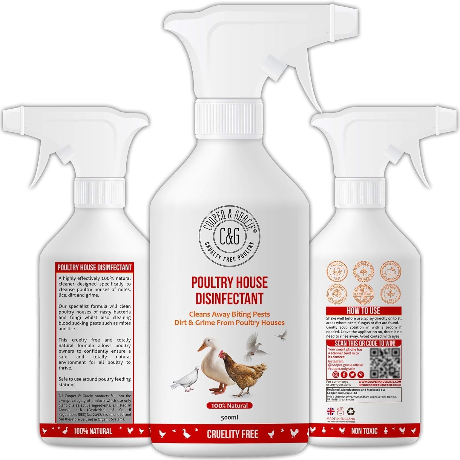 โ C&G Pets | Poultry House Disinfectant 500ML | Cleans Away Biting Pests & Grime Away From Poultry Houses | Pet Disinfectant Better Than Ground Sanitising Powder For Poultry And Chicken Mite Powder