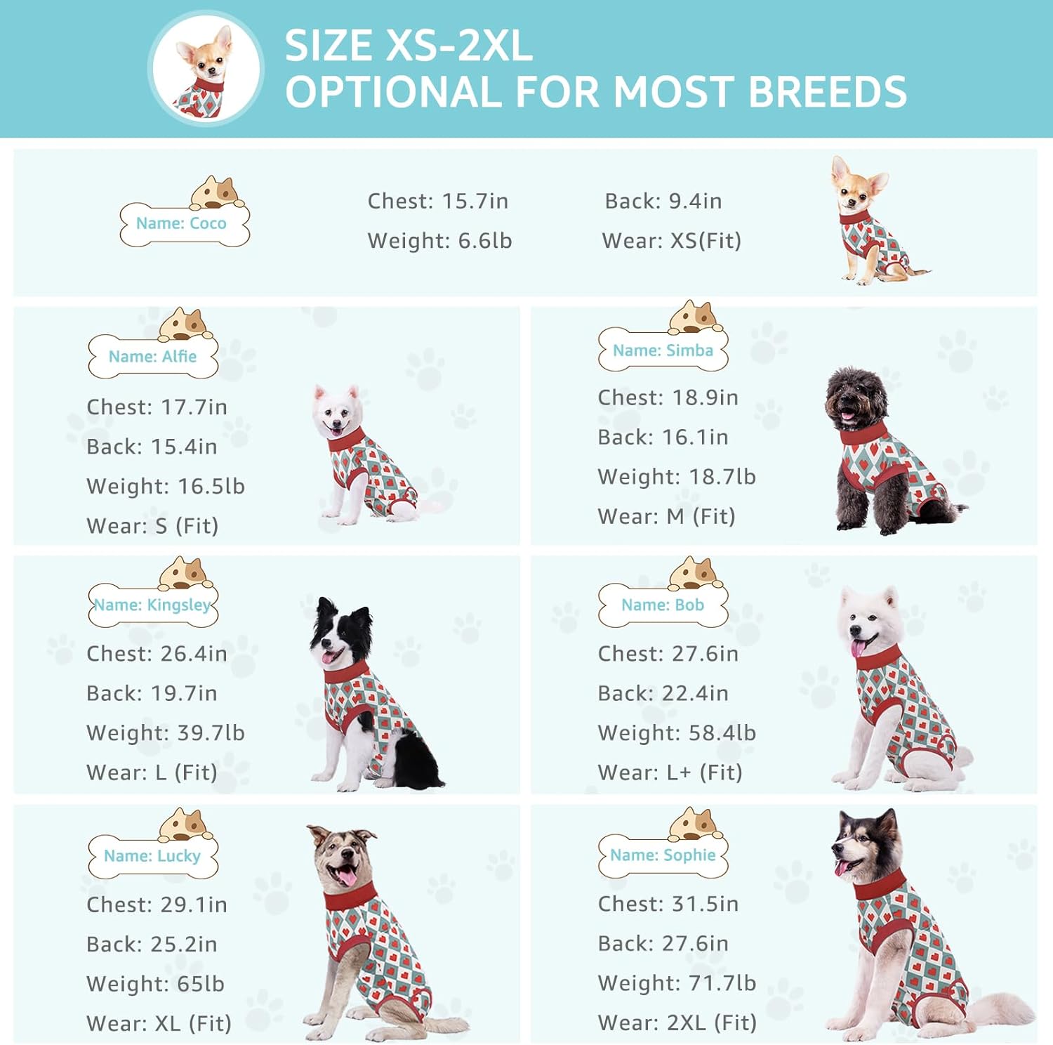 2-Pack Small Recovery Suit for Dogs, Dog Recovery Suit Male Female Post Spay, Neuter, Abdominal Surgery Recovery Suit with an Inner Layer Pocket, Prevent Licking (Red Heart+Blue Heart)