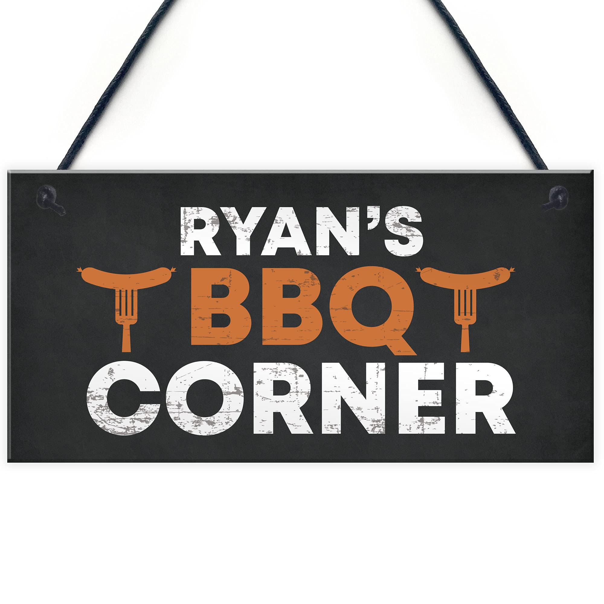 Personalised BBQ Sign BBQ Corner Plaque Hanging Man Cave Shed Sign Gift For Men