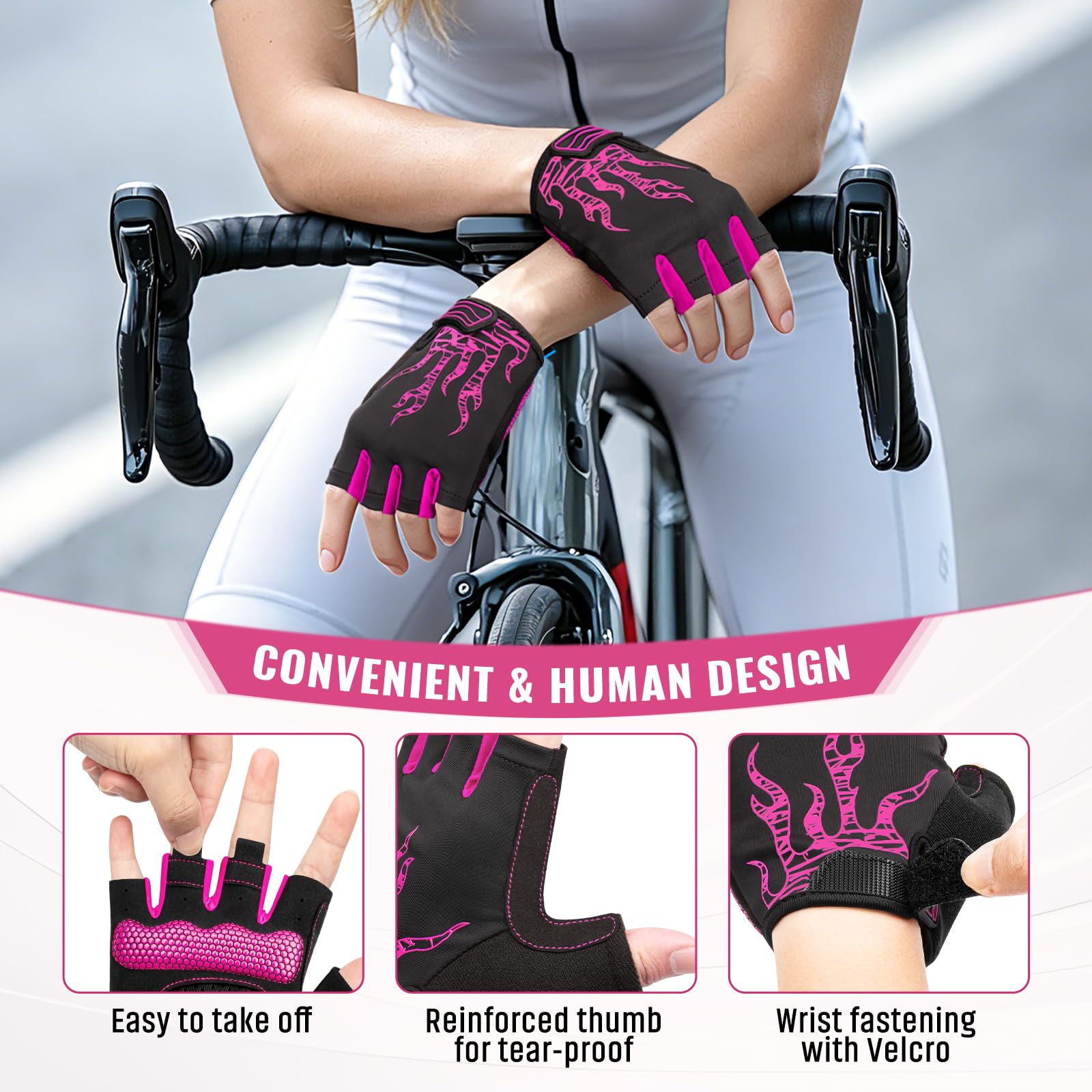 Gants Cyclisme Demi-Doigts Gants Velo Gel Anti-Choc Anti-Dérapage, Respirant Gant Demi Doigt Mitaines Velo Homme, Gants VTT Gel Été de Fitness Sport Escalade pour Homme et Femme