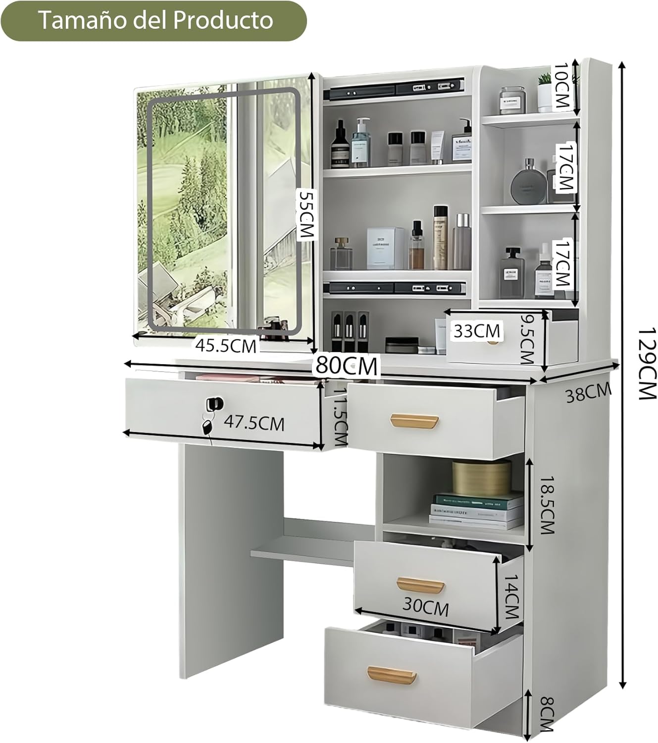 Product dimensions diagram