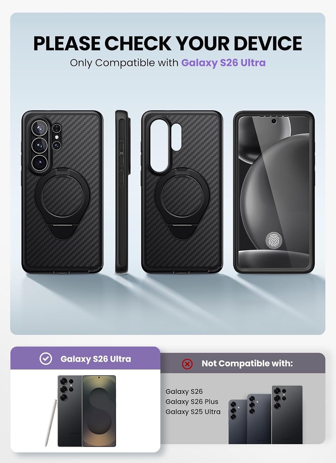 i-blason for samsung galaxy s26 ultra case magsafe with ring stand, aramid fiber made, 360° full-body with built-in screen protector, 2-in-1 kickstand/ring holder, solid shockproof phone case, aramid