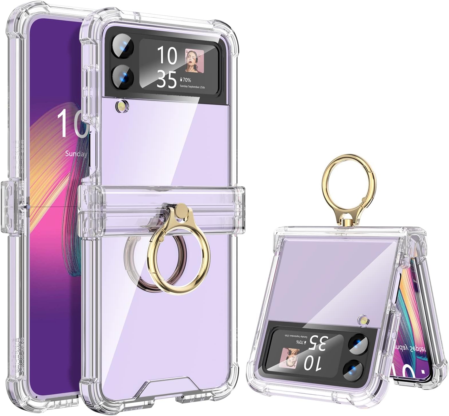 Galaxy Z Flip 4 Case with Hinge Protective Clear for Samsung Flip 4 with Kickstand for Samsung Galaxy Z Flip 4 5G (2022) - Clear