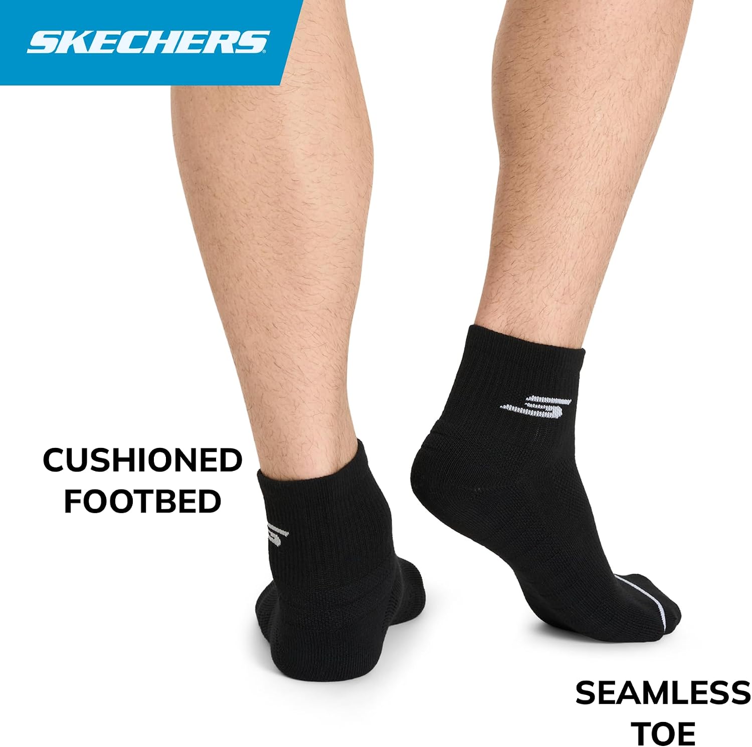 Skechers Men's 3-pack Performance Pickleball Quarter Crew Socks, Odor Control, Mesh Ventilation