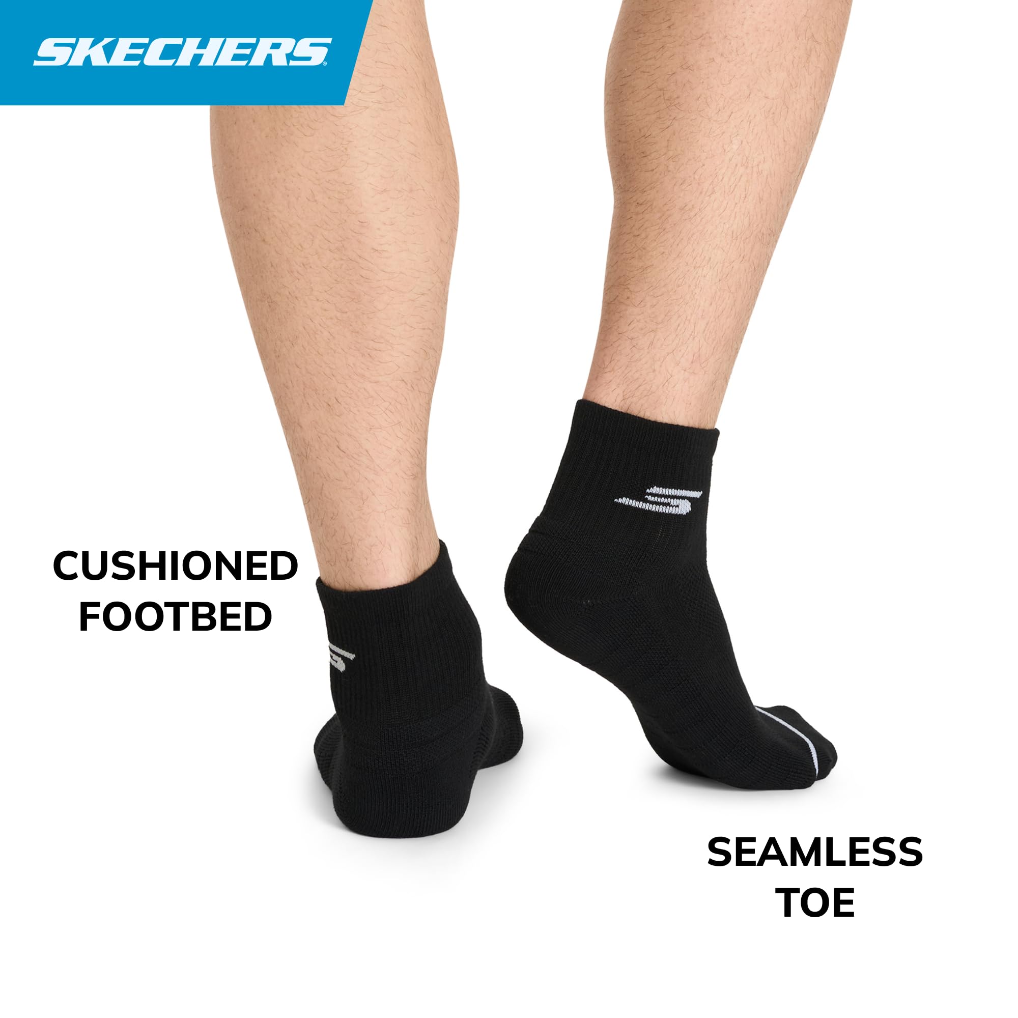 Skechers Herren 3-pack Performance Pickleball Quarter Crew Socks, Odor Control, Mesh Ventilation Socken