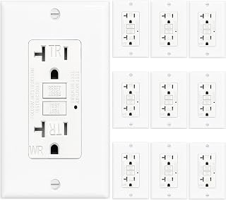 (20 AMP-10 Pack)LOONAVA GFCI Outlet WR White – Tamper Resistant, Weather Resistant GFI Receptacle with Self-Test, LED Indicator,UL Listed, Easy Install – Ground Fault Outlet for Outdoor Use & Bathroom