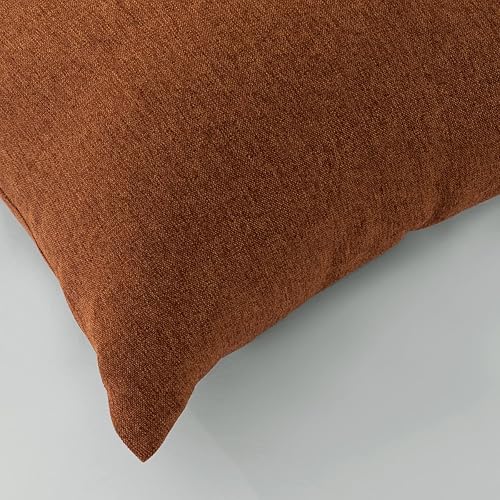 Miniatura 5 de AMBERIS 2 fundas de almohada (sin relleno), color marrón, imitación de cáñamo decorativo, 2 fundas de almohada (sin relleno) para hotel en casa