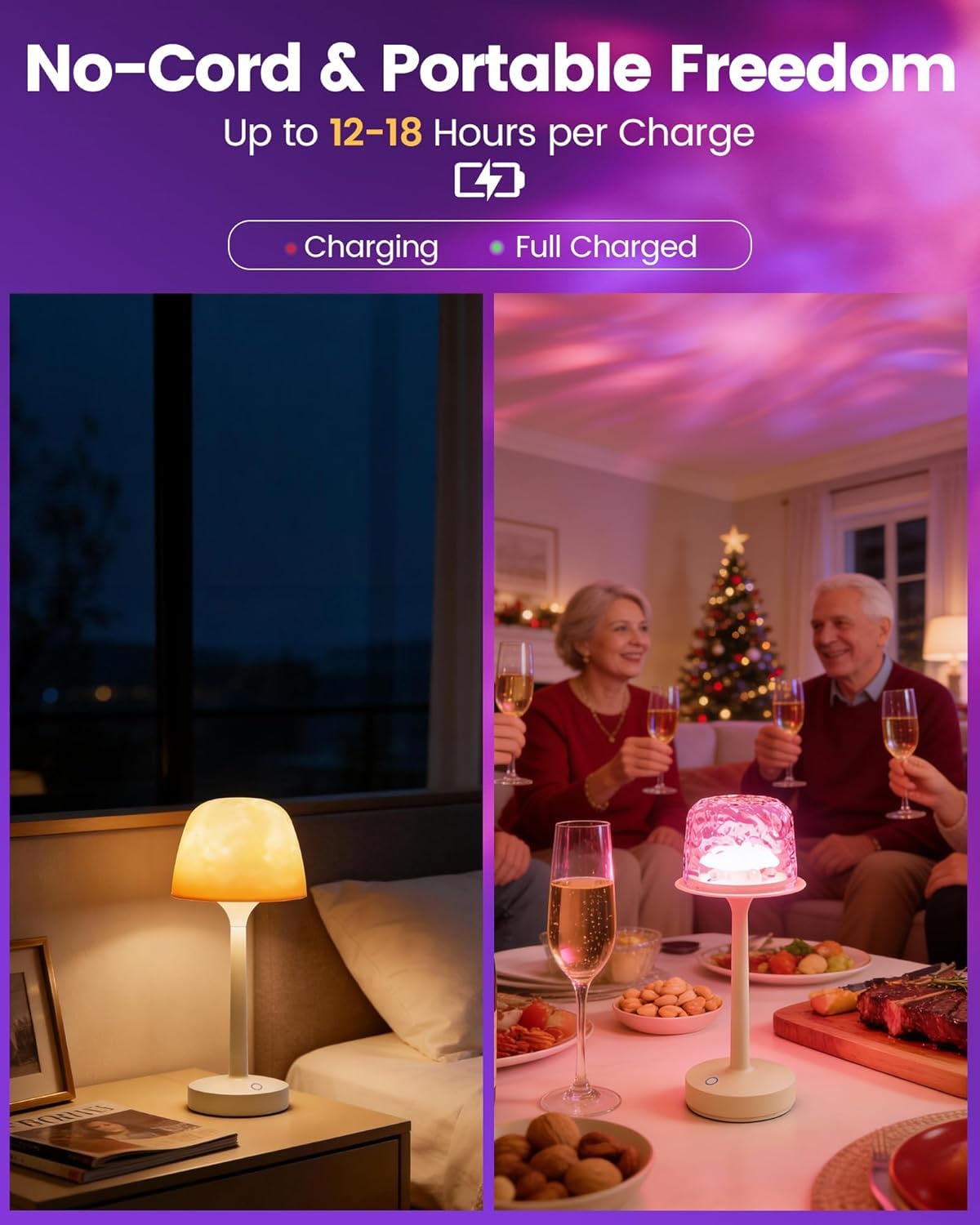 Umikk LED Duschlampe Wasserdicht, 16 Farben Dimmbar Ocean Lamp, Drahtlos Wiederaufladbare Badezimmer Lichtprojektor mit Touch & Fernbedienung für Badezimmerbeleuchtung Schmücken