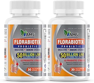 America Medic & Science Florabiotix Probiotic (60 Capsules) | Dietary Supplement for Men and Women| 50 Billion Live Cultures | 10 Probiotic Strains | Supports Digestive and Immune Health (Pack of 2)
