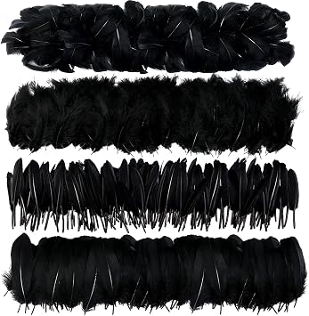 MWOOT 4 Styles Assorted Crafts Feathers Black