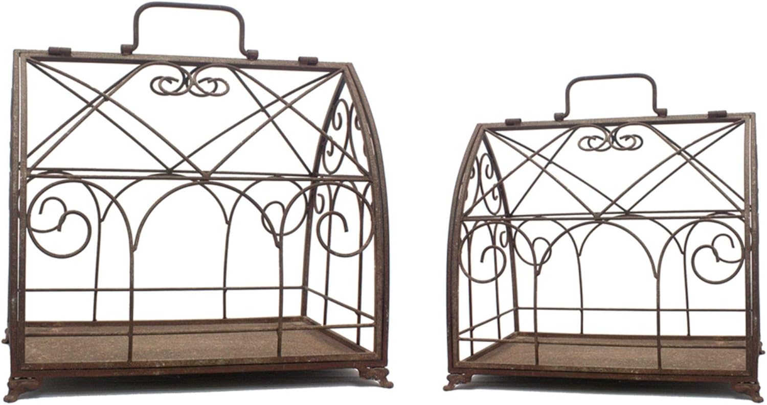 Set of 2 Rusty Brown Arch Style Cages