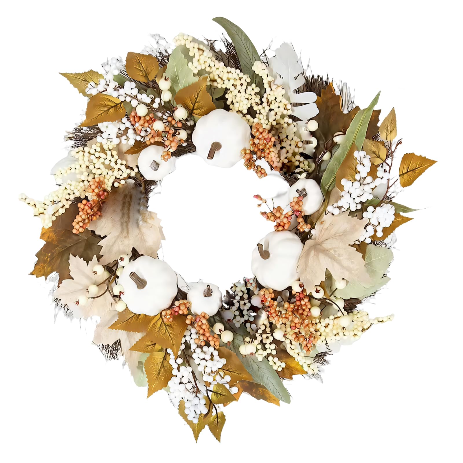 Oxxggkao Fall Wreath with Pumpkins Autumn Foliage and Pinecones for Thanksgiving or Harvest Decor Fall Door Wreath
