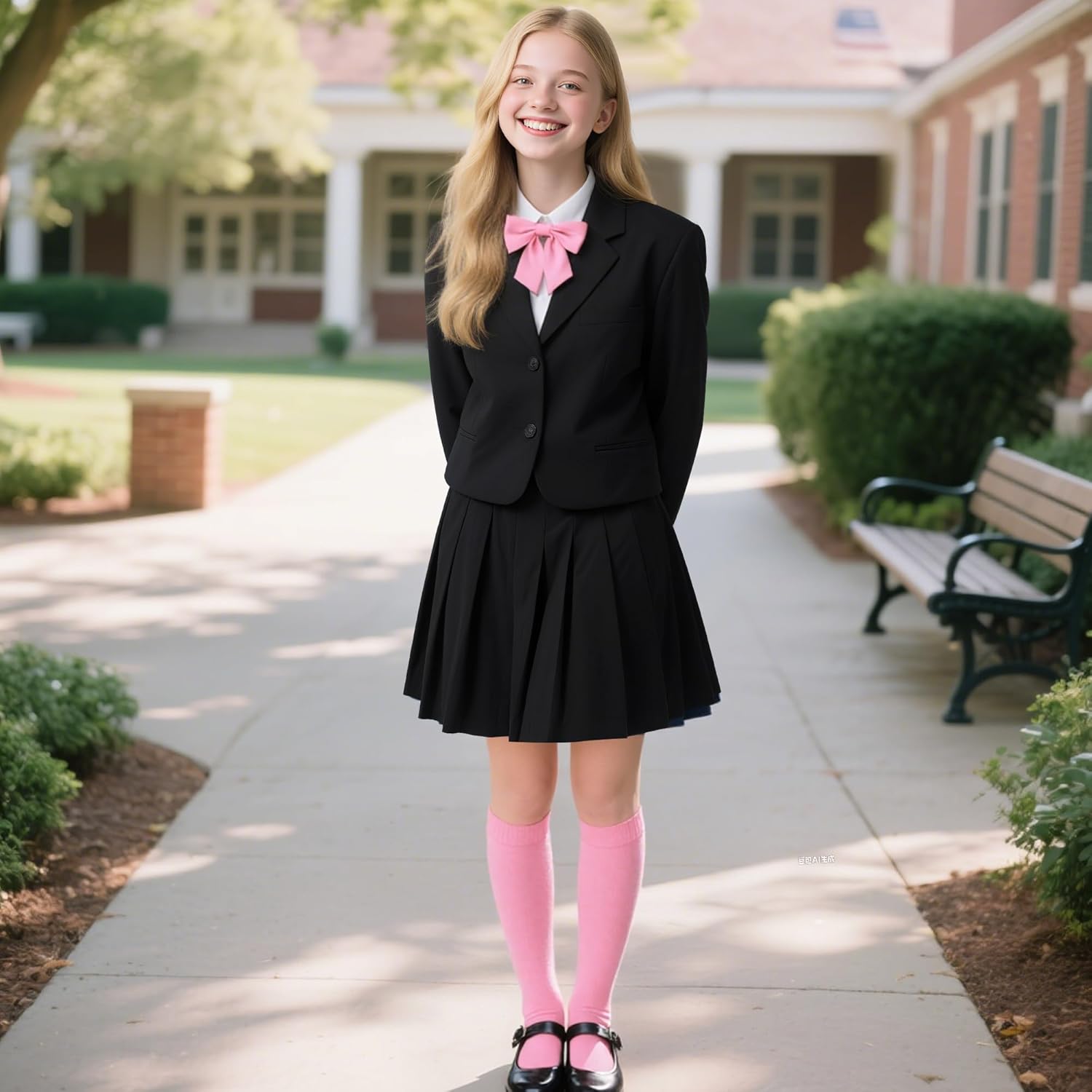 Dxhycc 3 Pairs Girls Knee High Socks Soft Cotton School Uniform Dress Socks Long Over The Knee - Image 3