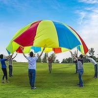 Sonyabecca 20ft Play Parachute with 16 Handles - Kids Group Games, Cooperation & Active Fun for Ages 3+