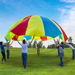 Sonyabecca 20ft Play Parachute with 16 Handles - Kids Group Games, Cooperation & Active Fun for Ages 3+