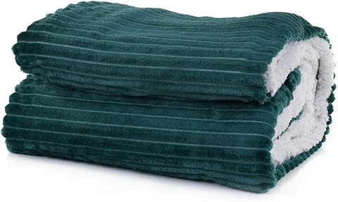 Mintra Blanket Microfiber Double Ribbed Fabric bag Emerald Green Size 127x152