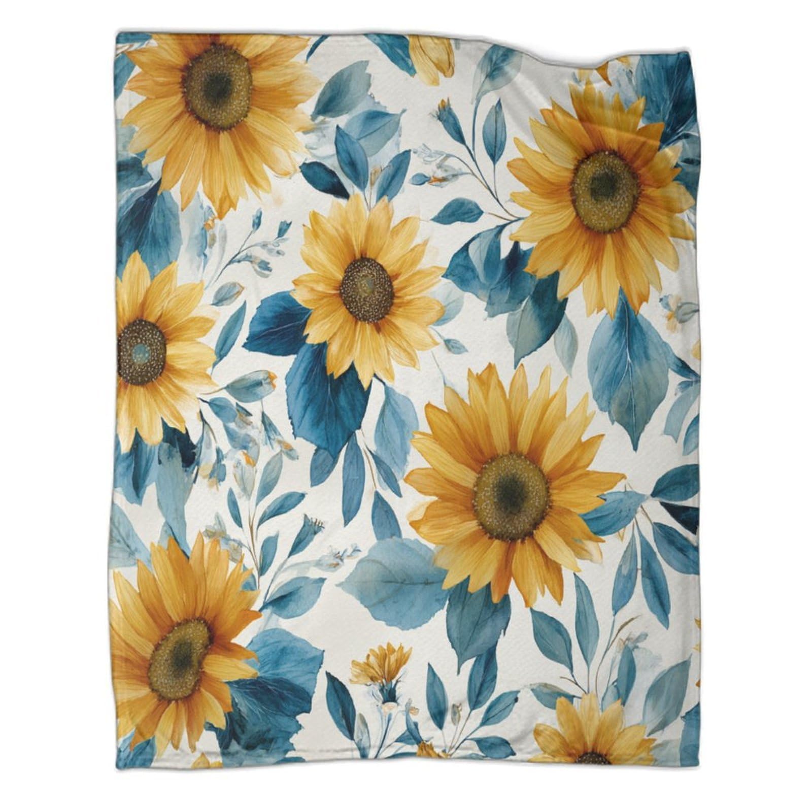 kaiyun Watercolor Sunflower, Blue Leaves Super Soft Blanket | Throws | Fluffy And Comfortable Travel Cover,60x80inch(150x200cm)