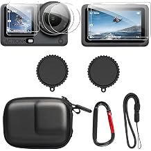 OSMO Action 6 Case, PU Portable Carrying Case, Lens Screen Protectors Comatible with DJI Osmo Action 6, Rubber Lens Cap Cover, Protetive Hard Shell Travel Bag for Action 6 Accessories