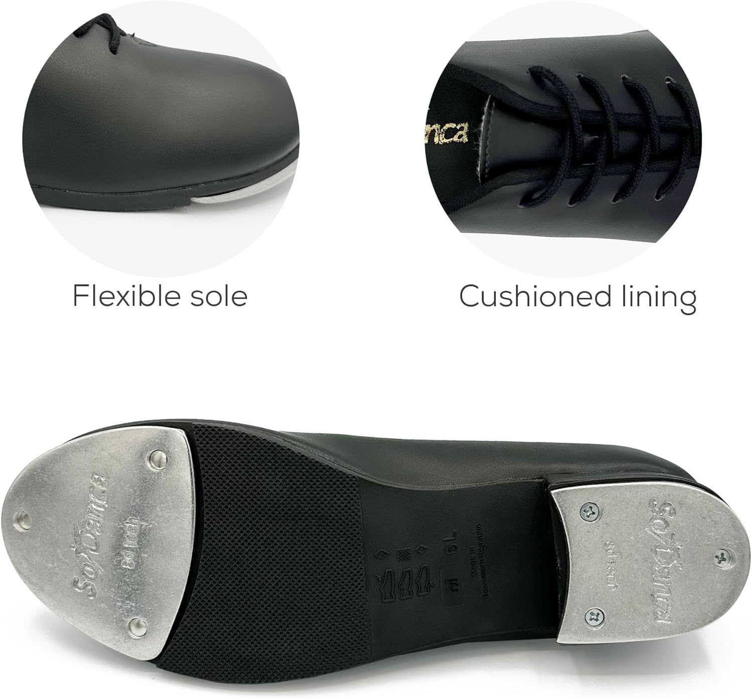 So Danca Vegan Leather Oxford Lace Up Tap Shoe, Flexible Molded Sole - Torrin TA05 - Image 5