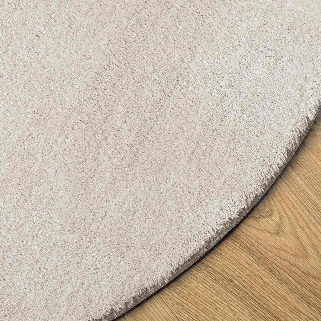 Tapis ovale - 160 x 230 cm - Sable - Tapis de salon moderne antidérapant et pliable - Facile d'entretien - En polyester - Pour couloir et salon - Modèle HUARTE