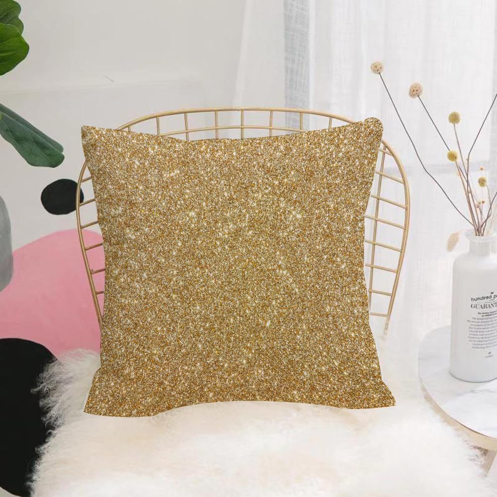 HYOSXW Cushion Cover,Throw Pillow Case Home Decorative for Living Room Bedroom Sofa Chair 16X16 Inch,Glittering golden glitter texture, dense golden glitter pattern,Pillowcase 40X40cm