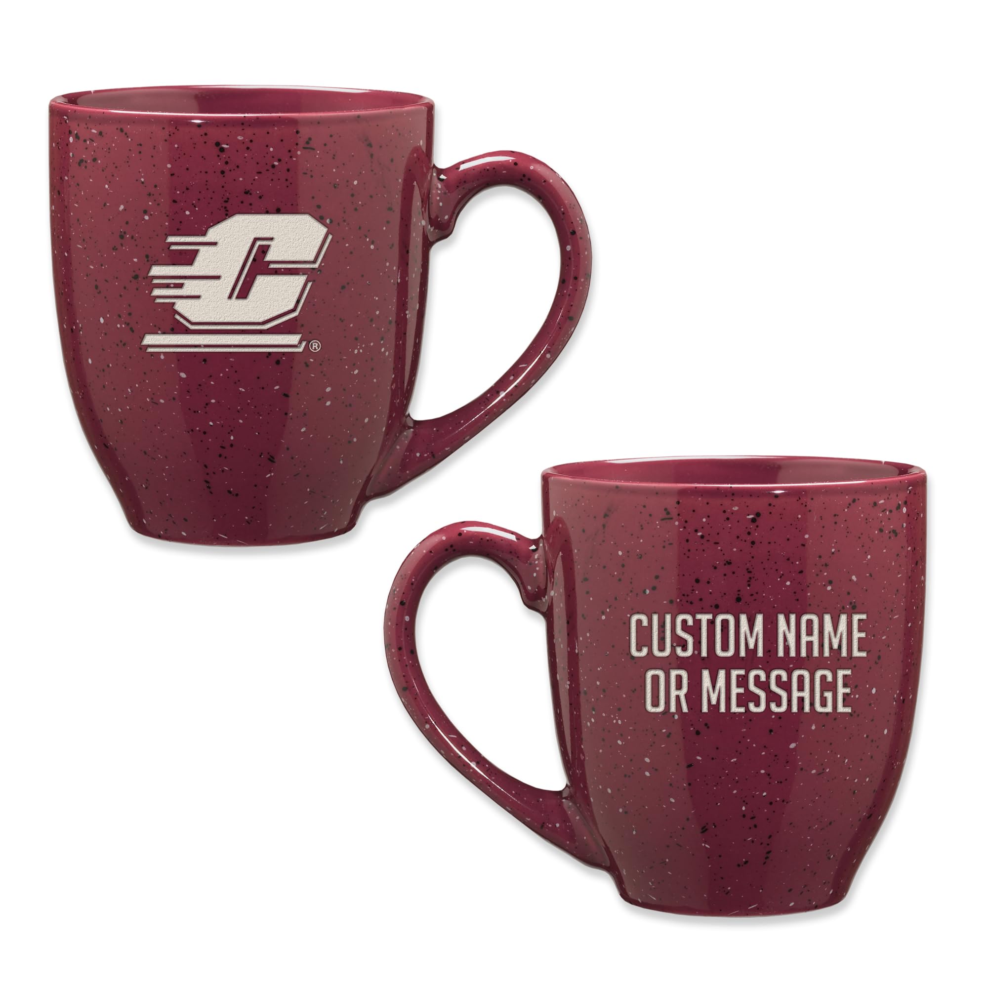 Rico Industries NCAA Central Michigan Chippewas Maroon Personalized 16 oz Team Color Laser Engraved Speckled Ceramic Coffee Mug