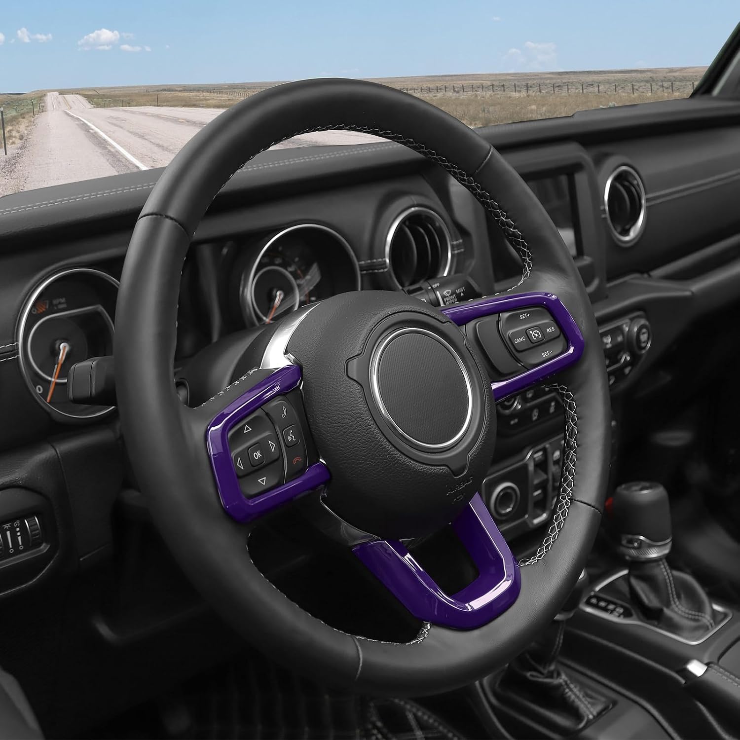 RT-TCZ for Wrangler JL Steering Wheel Trim Decal Panel Purple for Jeep Wrangler JL JLU Gladiator JT 2018-Present Purple Interior Accessories 3pcs