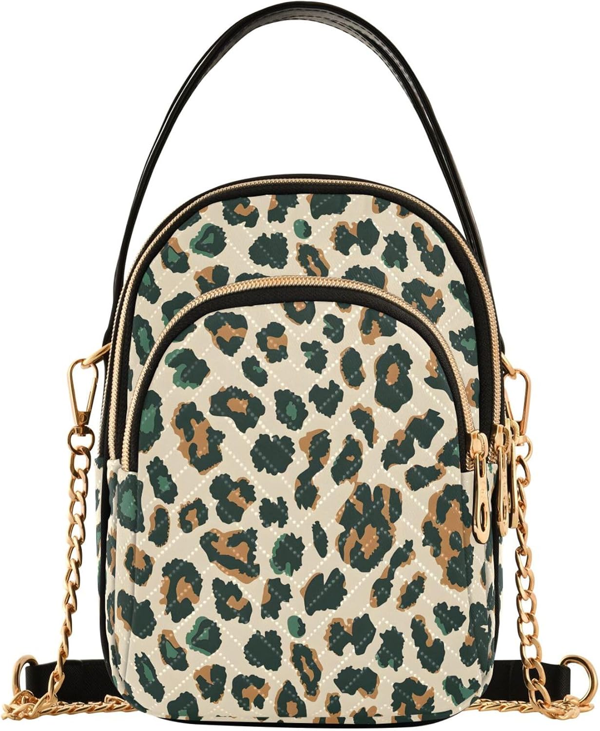 Quilted Crossbody Bags for Women Trendy, Women's Crossbody Handbags Rainbow Leopard Travel Cell Phone Purses Bags