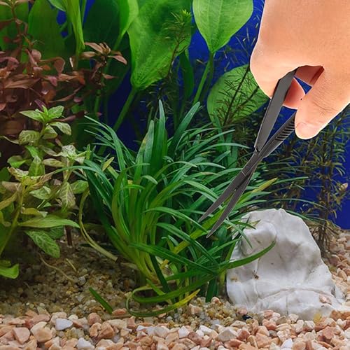 Vista 7 de Herramienta de tanque de acuario para plantas acuáticas, pinzas para plantas acuáticas, tijera curvada, herramienta de recorte de terrario