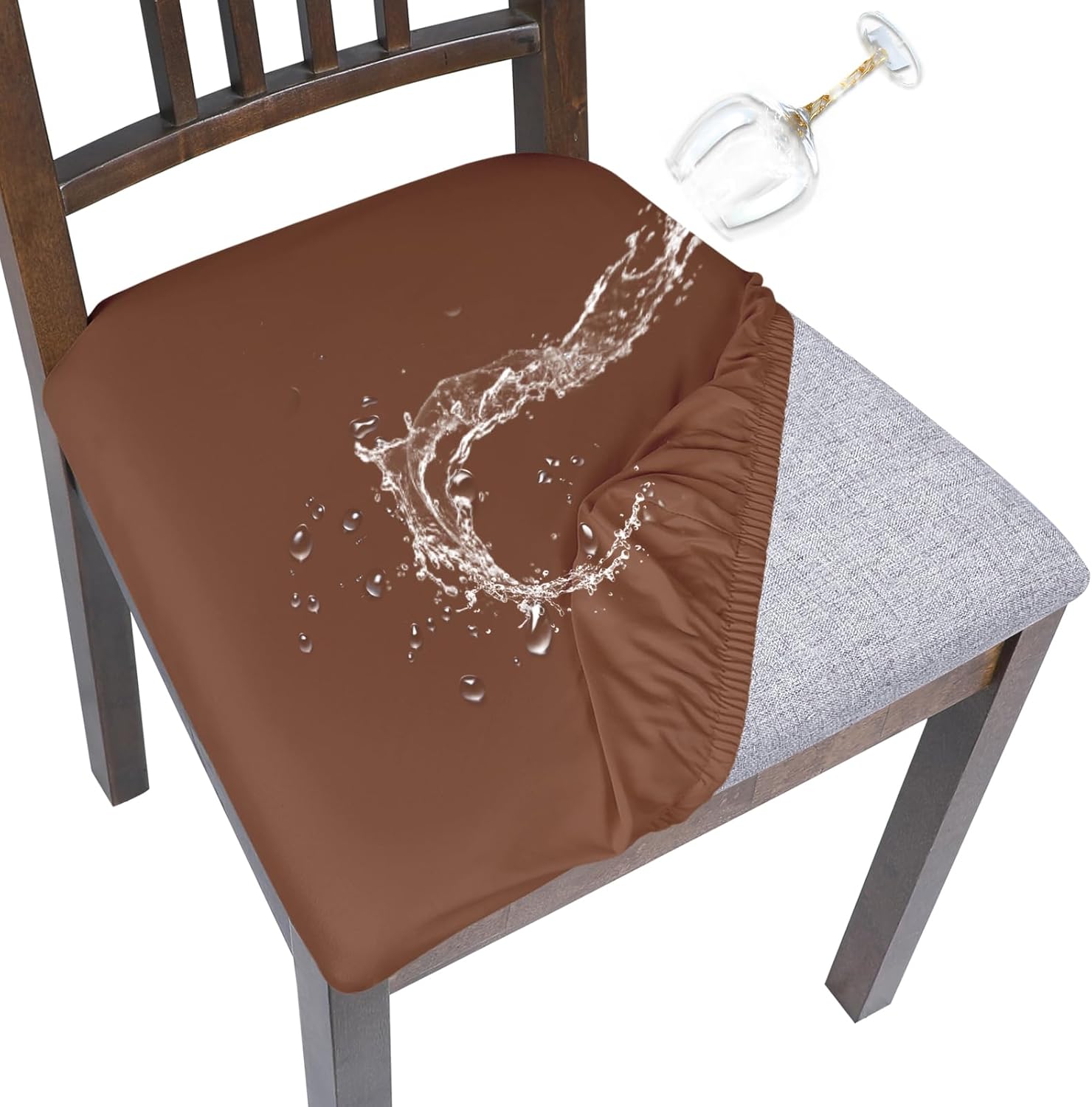 Amazon.com: SearchI Waterproof Seat Covers for Dining Chairs, 6 Pack ...