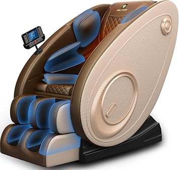 BILITOK Full Body Zero Gravity Massage Chair with Heat Therapy, 5 Auto Modes, and Remote Control, Ultimate Relaxation for Back, Shoulders, Arms, Hips, and Calves Gold