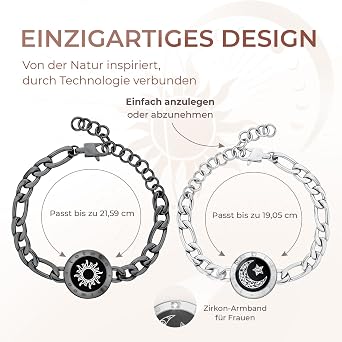 TOTWOO Long Distance Relationship Bracelet for Couples - Vibrates and Glows to Touch - Partner Bracelet with Touch - Romantic Couple Gifts
