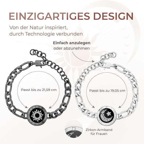 TOTWOO Long Distance Relationship Bracelet for Couples - Vibrates and Glows to Touch - Partner Bracelet with Touch - Romantic Couple Gifts