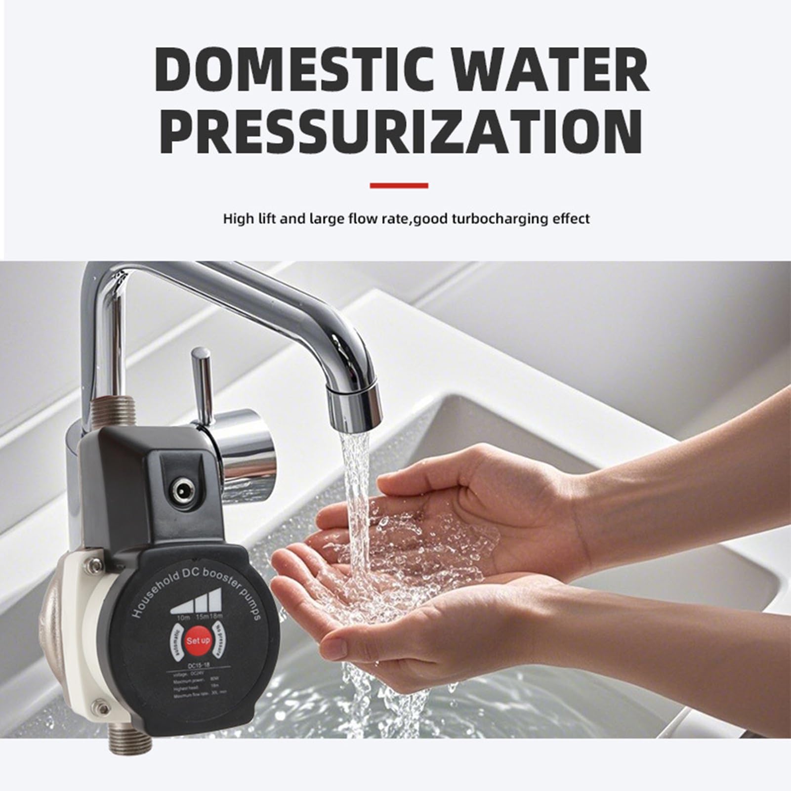Bomba Elevadora de Presión de Agua Automática para Casa, 80 W de Baja Potencia y Presión Estable de 36,2 PSI, Interfaz NPT de 1/2 Pulgada, Diseño Seguro de bajo Voltaje (Enchufe europeo
