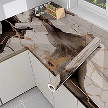 Wall Stickers DIY Wallpaper Vinyl Marble Wallpaper Peel and Stick Waterproof wllpaper for Home Kitchen Countertop Cabinet Furniture Oil Proof Kitchen Stickers [ 60 * 200cm ] (Royal Brown)