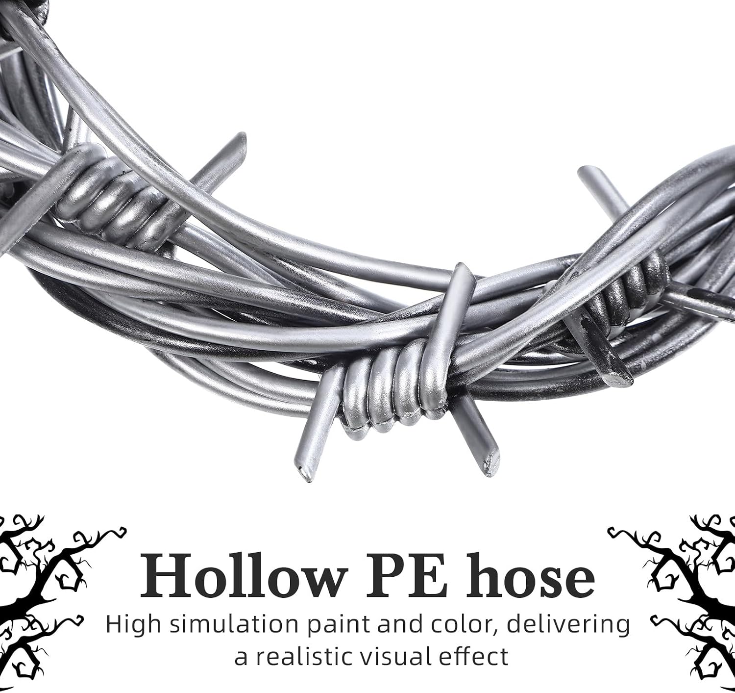 DOITOOL 2pcs Fake Barbed Wire Chain, Realistic Silver Plastic Barbed Wire Props for Halloween Party, Cosplay, Haunted House Decorations image 3