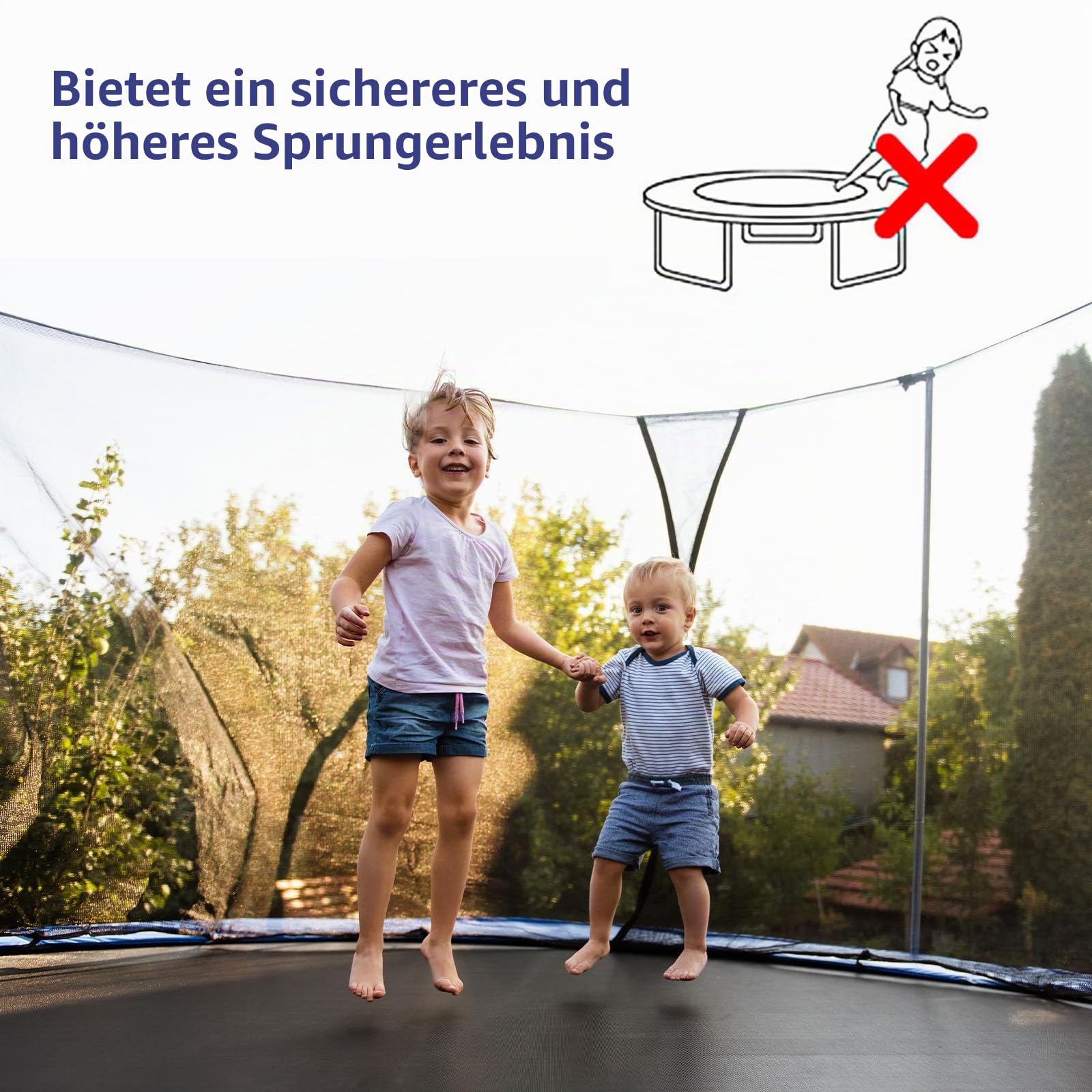 LIFEZEAL Sicherheitsnetz innenliegend für Trampolin, Gartentrampoline Ersatznetz mit Reißverschluss & Schnallen, Trampolinersatznetz Fangnetz, Netzhöhe 180 cm