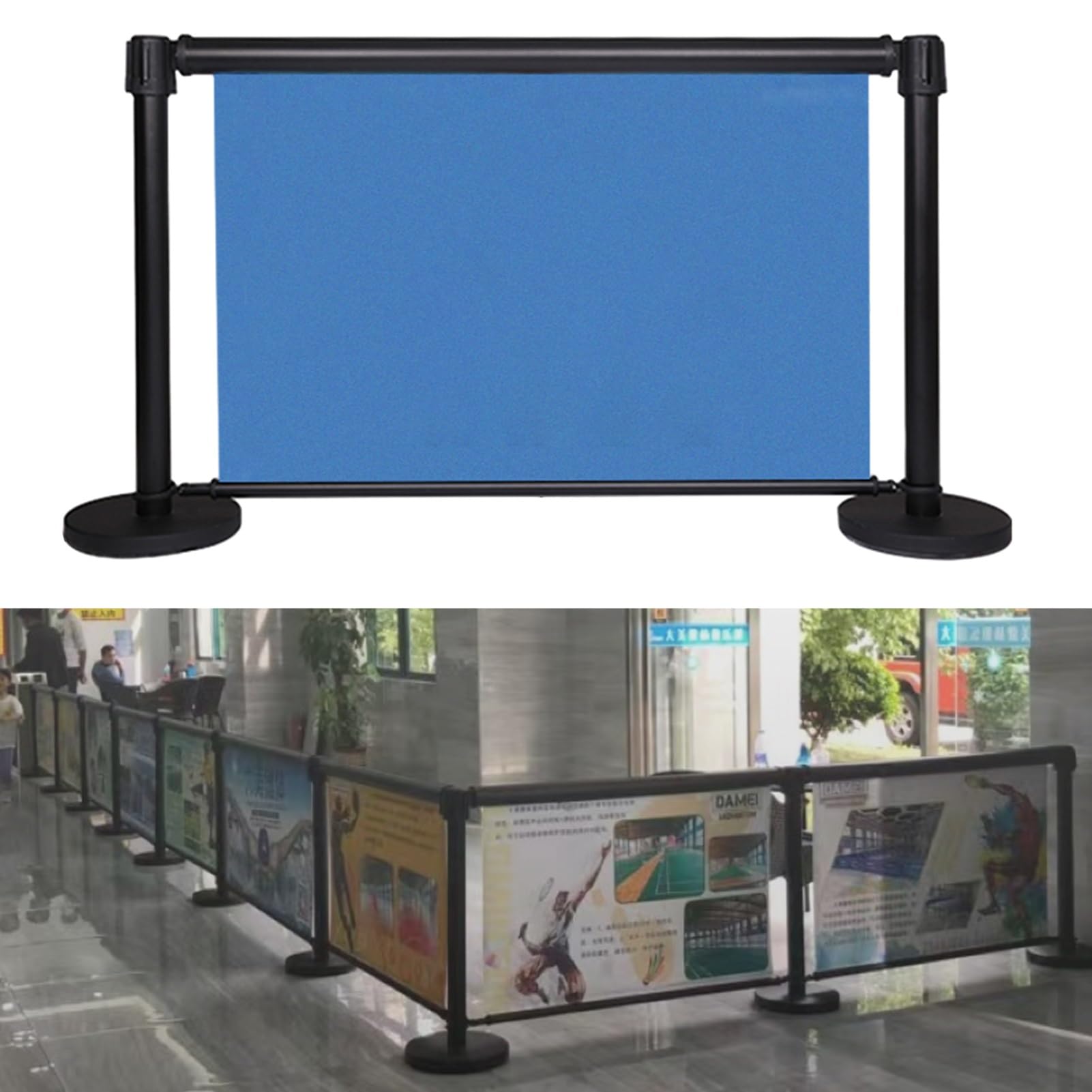 Aioneer Retractable Crowd Control Posts With Customizable Banners, Durable Queue Management Set, 145Cm Portable Stanchions For Event Management And Line Nization