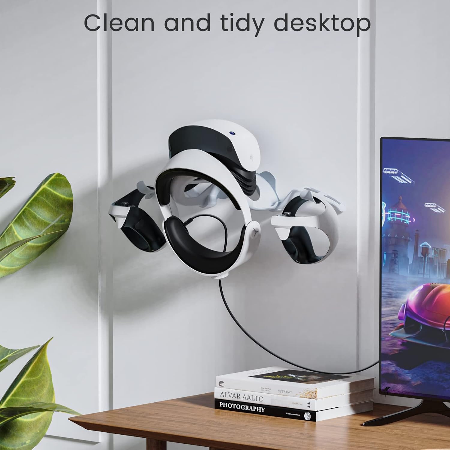 VR Wall Mount Stand Holder Hook for VR2,Valve Index,Meta/Oculus Quest2, Rift,Vive Cosmos and Mixed Reality Headsets, Fits Most VR Headset Controller Storage Stand