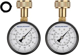 Measureman 2-1/2" Water Pressure Test Gauge, 3/4" Female Hose Thread, 0-200 psi/kpa (2 Pack)