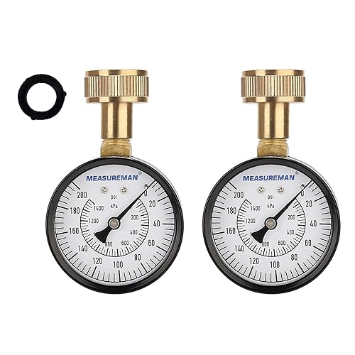 Miniatura 57 de Measureman - Manómetro de presión de agua de 0-200 psi, esfera de 2.5", medidor de presión para boquilla de manguera, probador de presión de agua