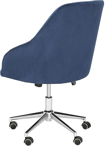 Miniatura 5 de Safavieh Casa Adrienne Silla de oficina giratoria copetuda de terciopelo azul marino y patas cromadas Azul marino/cromado,Gris/cromo