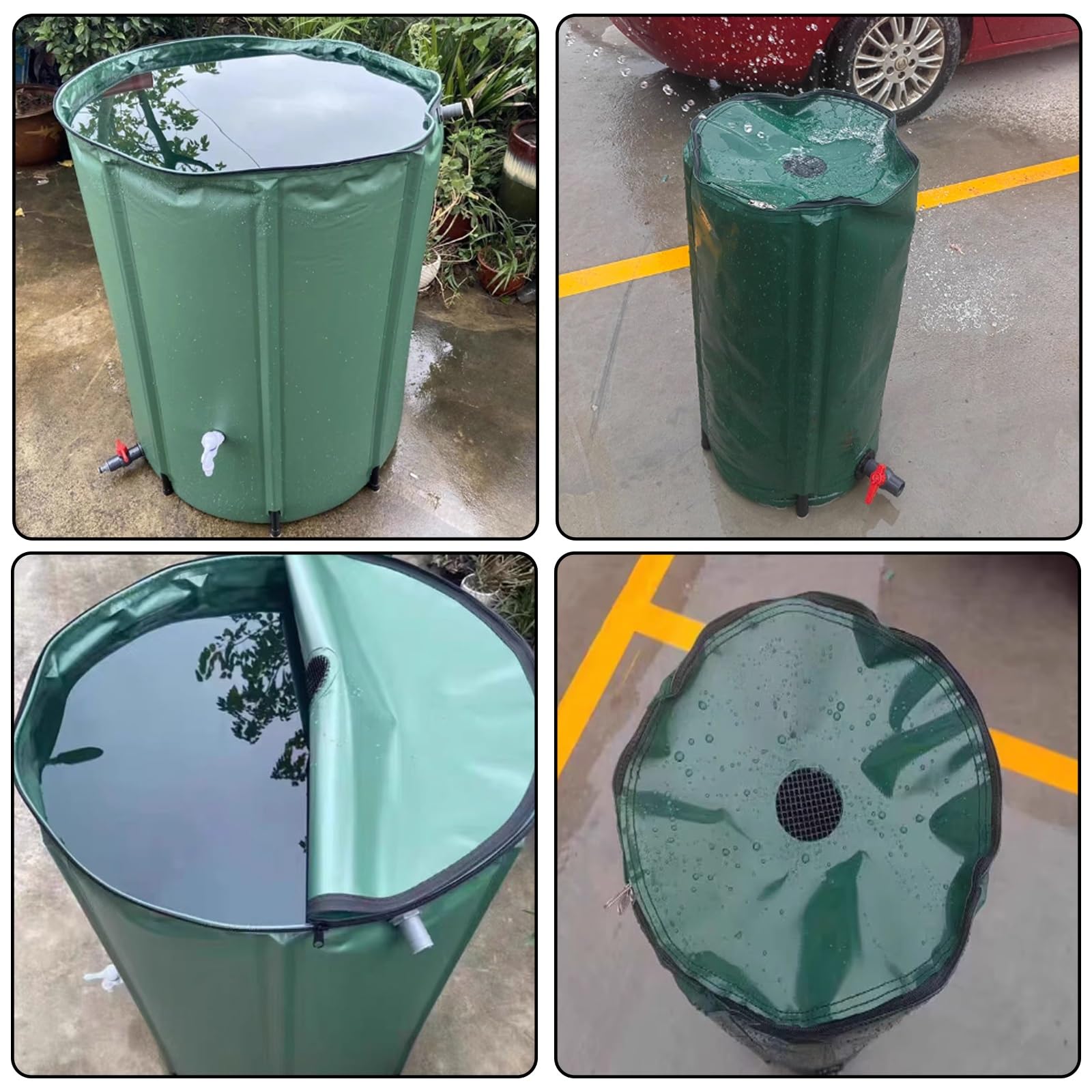 Barril de recolección de agua de lluvia de 1250 L, tanque de almacenamiento de agua plegable para jardinería e riego ecológicos, solución duradera de recolección de agua