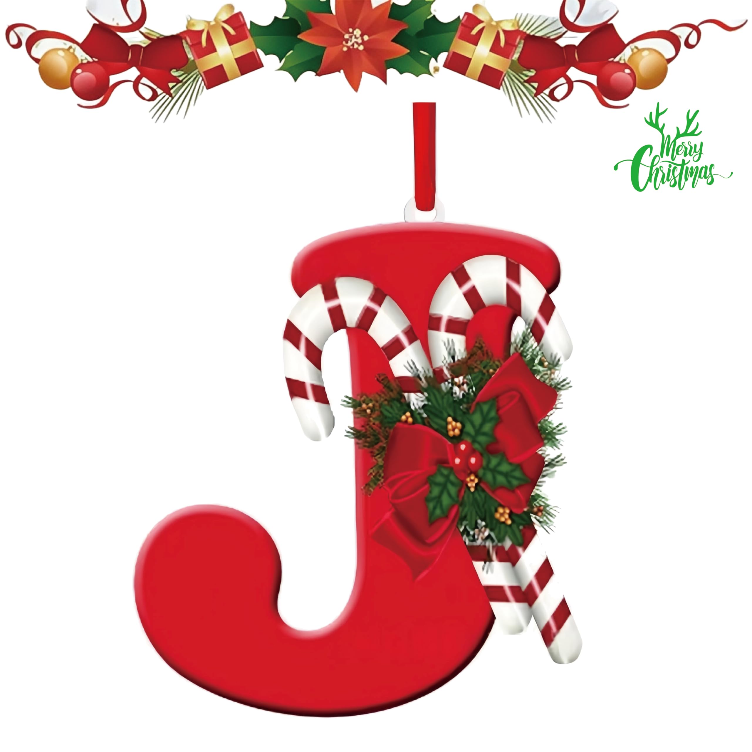 letter hanging Christmas tree decoration is a must-have for personalized DIY Christmas decoration. It is sturdy, not easily damaged or deformed, and can be used both indoors and outdoors (Letters-J)