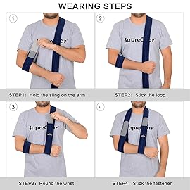 supregear Arm Sling, Adjustable Arm Support Strap, Lightweight Shoulder Immobilizer for Injured Elbow, Broken Collarbone, Torn Rotator Cuff, Dislocation or AC Separation, Left Right, Men Women